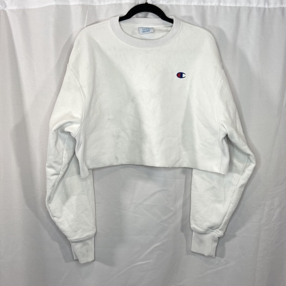 Champion Cropped Sweatshirt White Size Extra Large XL - Picture 2 of 16